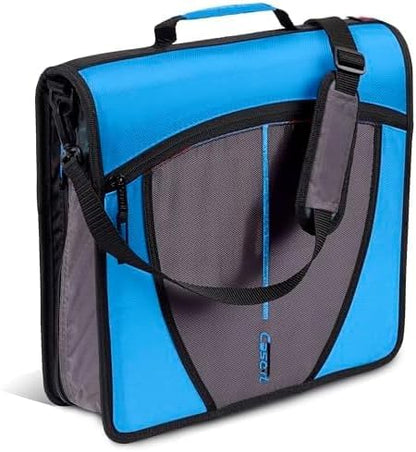 Case-it Mighty Zip Tab School Zipper Binder | 3-Inch O-Rings, 600-Sheet Capacity, 5-Subject Expanding File Folder, Multiple Pockets & Storage Organizer, Shoulder Strap | D-146 Jet Black