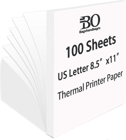 100 Sheets Thermal Printer Paper, 8.5''×11'' US Letter Size, Advanced Printing Paper, Thermal Paper Compatible with Brother Letter Portable Printer, Printer Paper for M08F-Letter, M832, M834, MT800