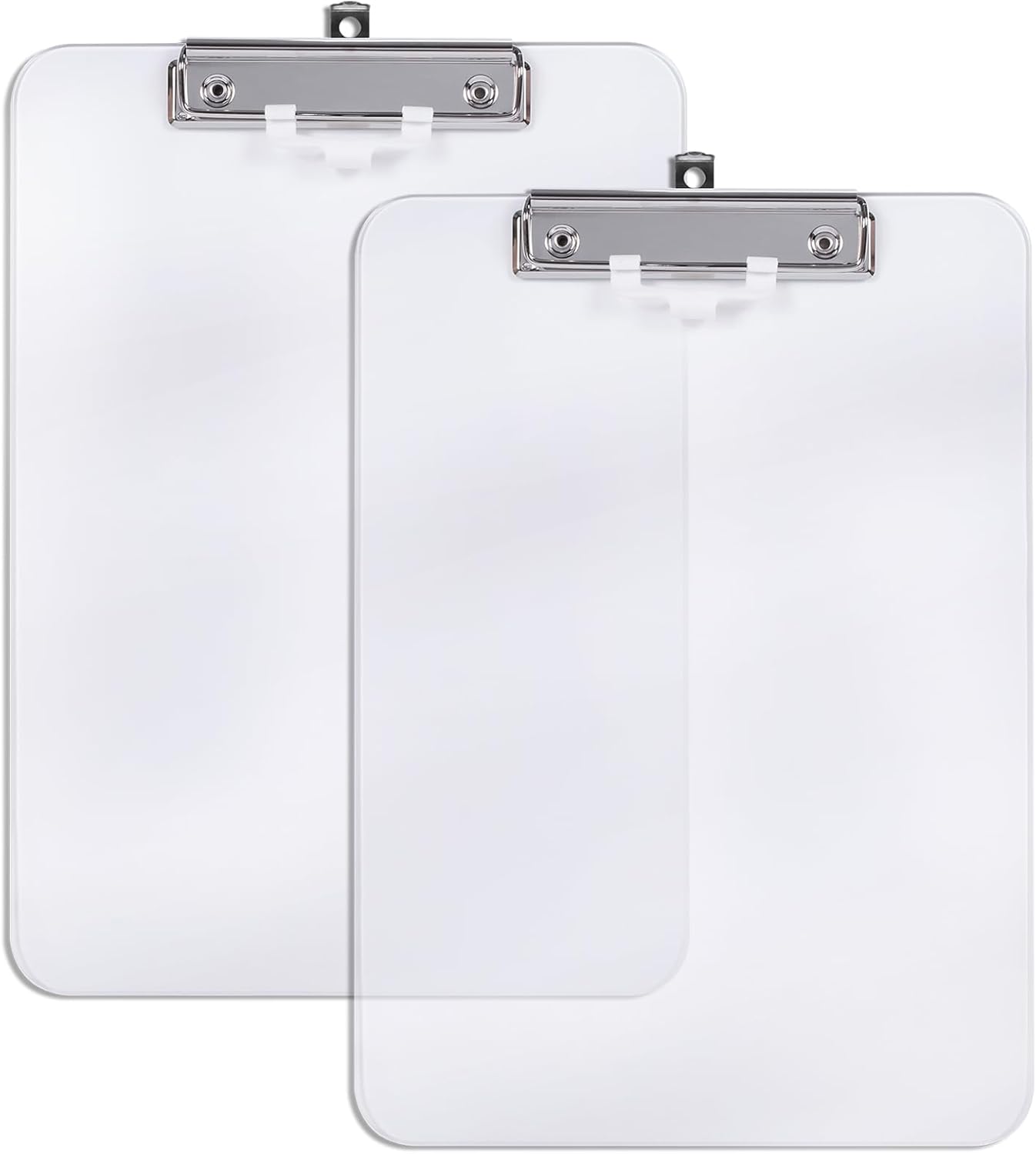 Hongri Plastic Clipboard, White 8.5x11" Clipboard, A4 Letter Size Clipboards for Nurses, Students, Office and Women, Clipboard with Pen Holder and Low Profile Clip, Size 12.5 x 9 Inch(White)