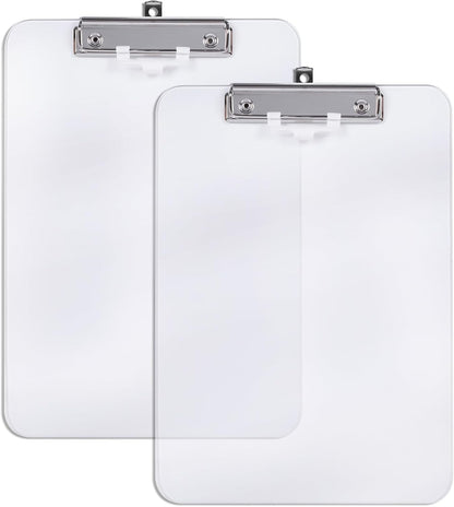 Hongri Plastic Clipboard, White 8.5x11" Clipboard, A4 Letter Size Clipboards for Nurses, Students, Office and Women, Clipboard with Pen Holder and Low Profile Clip, Size 12.5 x 9 Inch(White)