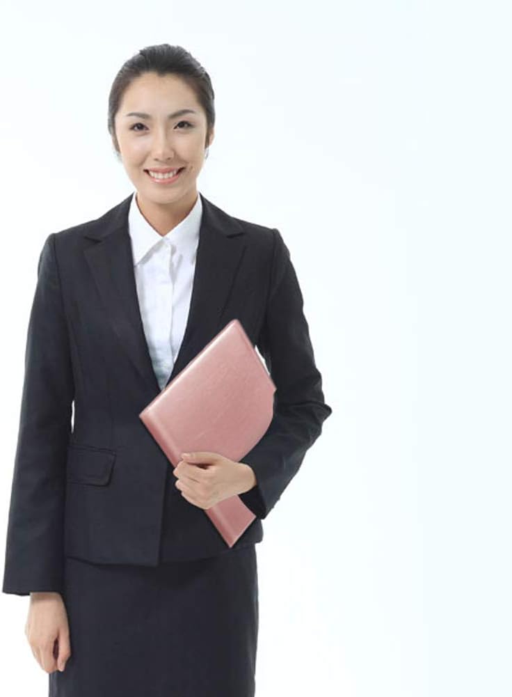 Pink Padfolio Clipboard Portfolio Folder with Pen - Geila PU Leather Resume Portfolio - Interview/Legal Document Organizer & Conference Folder for Business Office - with 8.5 x11In Writing Pad