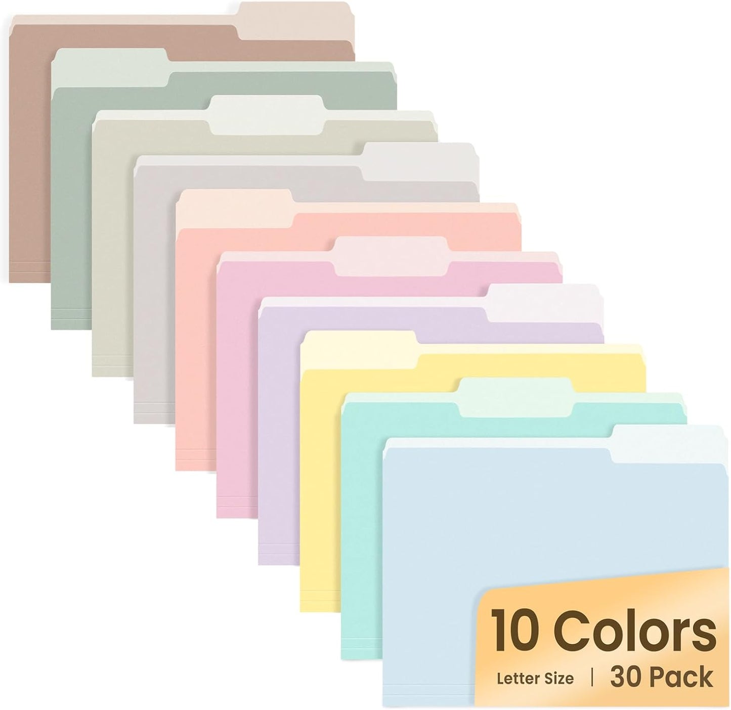 SUNEE File Folders, 30 Pack Manilla Folders 8.5 x 11, 1/3 Cut Tab for Easy Labeling and Organization, Durable Standard Paper for Home, Office, School Filing