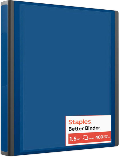 Staples Better Binder 2-Inch D-Ring View Binder, Reinforced Spine, Holds Up to 540 Sheets, Teal, for Office & School