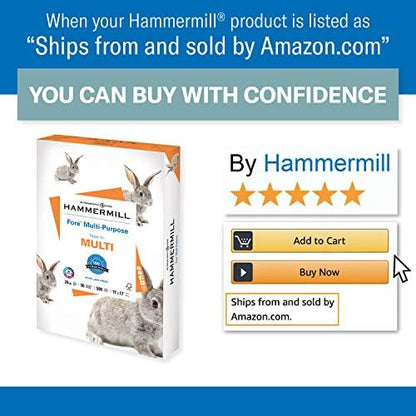 Hammermill Printer Paper, Fore Multipurpose 20 lb Copy Paper, 8.5 x 11-1 Ream (500 Sheets) - 96 Bright, Made in the USA, 103267