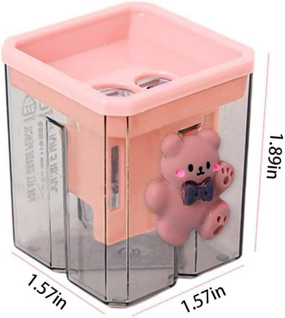 2 Pieces Creative Cute Cartoon Double-Hole Pencil Sharpener 2pcs Creative Cute Cartoon Double Hole Pencil Sharpener, Student Hand Pencil Sharpener, Green Dinosaur + White Rabbit (2)
