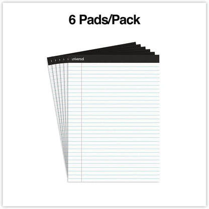 Universal 30630 Premium Ruled Writing Pads, White, 8 1/2 x 11, Legal/Wide, 50 Sheets (Pack of 6 Pads)
