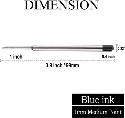 Pen Refills, 3.9in Blue Ink Pen Refills 1.0mm Replacement Ink for Ballpoint Pen Parker Pen Tactical Pen (10 Pack)