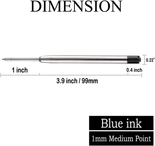 Pen Refills, 3.9in Blue Ink Pen Refills 1.0mm Replacement Ink for Ballpoint Pen Parker Pen Tactical Pen (10 Pack)