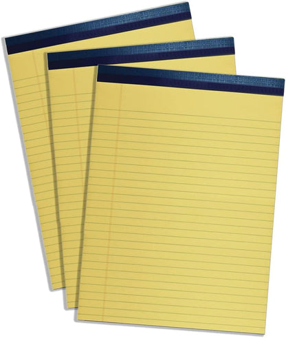Top Flight Legal Pad, 8.5 x 11.75 Inches, 0.375 Inch Rule, Canary, 50 Sheets per Pad, 3 Pads per Pack (4513108)