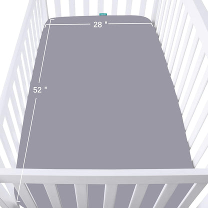 Pack and Play Sheets and Waterproof Pack n Play Mattress Protector Pad Cover 4 Pack Set, Ultra Soft Pack n Play Mattresses Sheets Compatible with Graco Pack n Play, Grey&Navy
