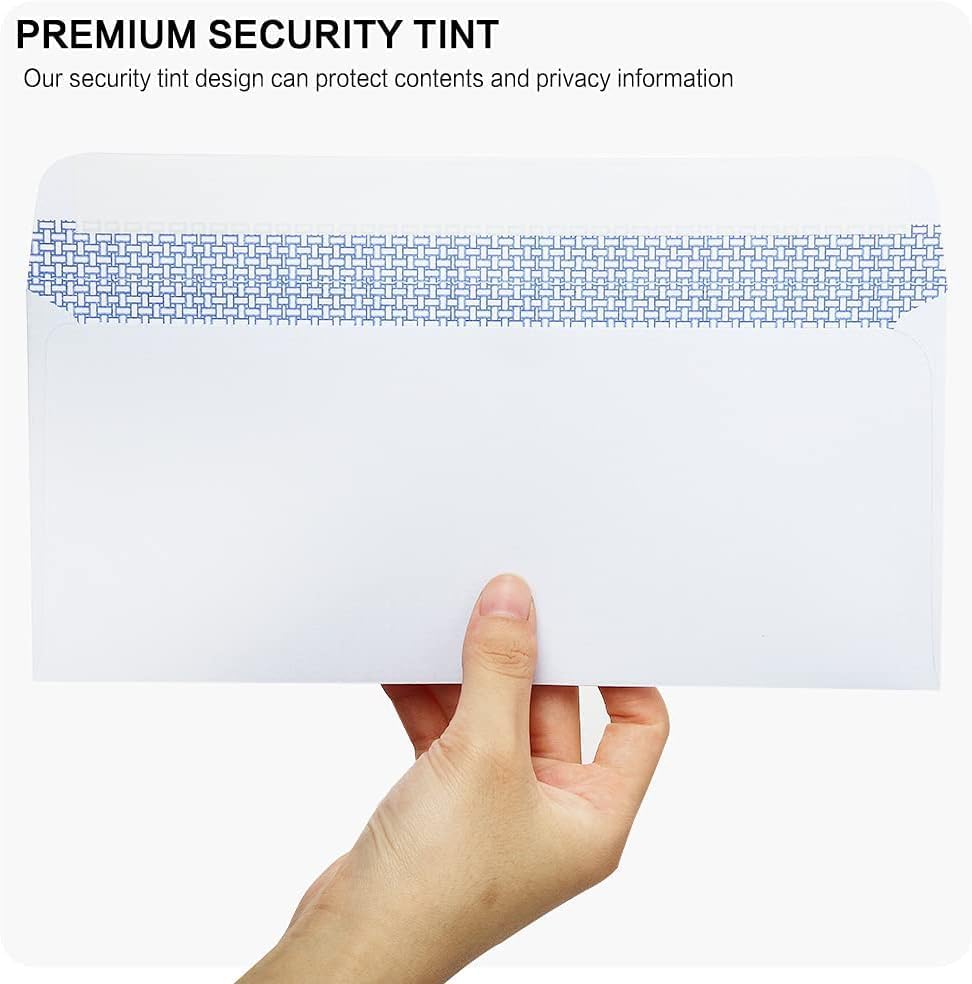 100 Pack #10 Single Left Window SELF Seal Security Envelopes, Designed for QuickBooks Invoices & Business Statements, Computer Printed Checks Peel and Seal Flap, Size 4-1/8 x 9-1/2 Inches, 24 LB