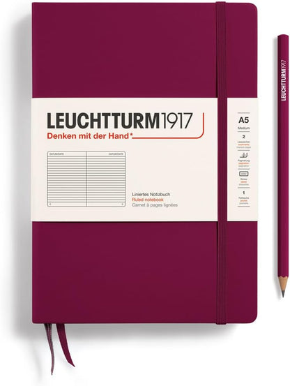 LEUCHTTURM1917 - Notebook Hardcover Medium A5-251 Numbered Pages for Writing and Journaling (Navy, Ruled)