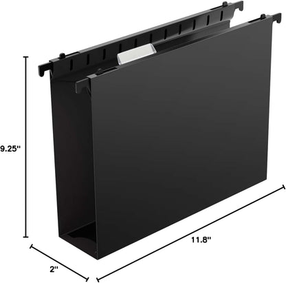 Shutex Extra Capacity Plastic Hanging File Folders,12 Pack Reinforced Hang Folders,Heavy Duty 2 Inch Expansion,Plastic Filing Cabinet Folders,Letter Size,Designed for Bulk Files, Medical Charts,Blue