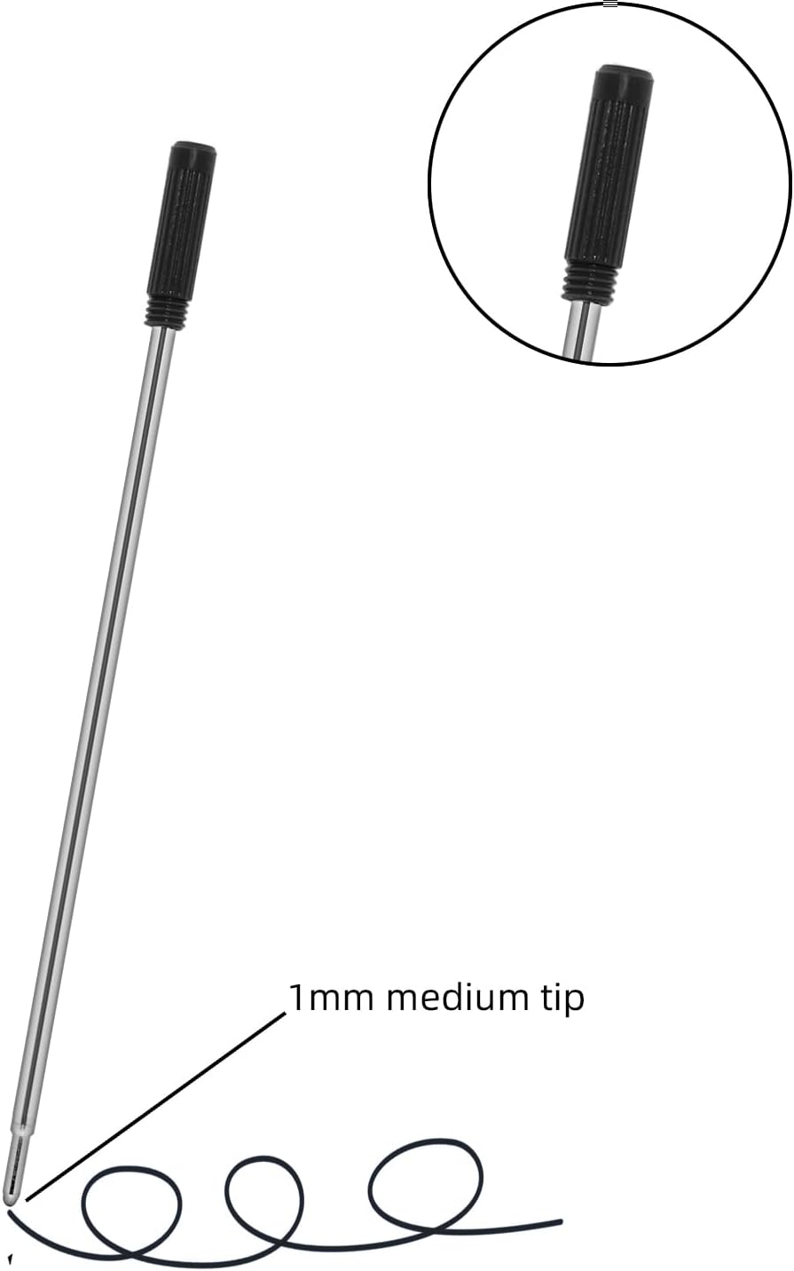 4.5'' Compatible Ballpoint Pen Refills 10 Pack, 1.0mm middle point nib delicate, smooth writing interchangeable ink filling (black)