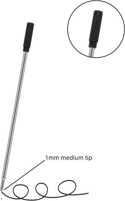 4.5'' Compatible Ballpoint Pen Refills 10 Pack, 1.0mm middle point nib delicate, smooth writing interchangeable ink filling (black)