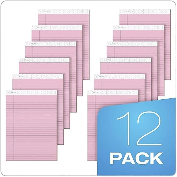 Tops Prism Writing Pads, 8-1/2" x 11-3/4", Legal Rule, Gray, Perforated, 50 Sheets, 12 Pack (63160)