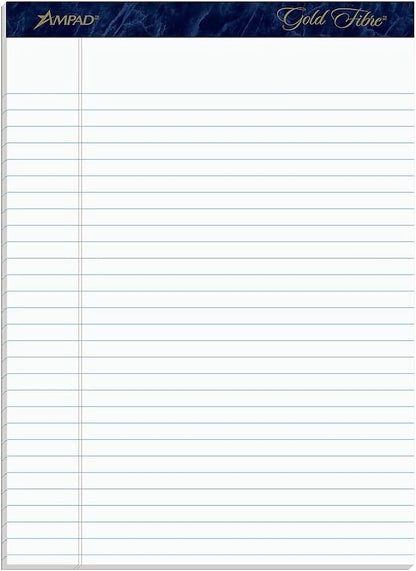 Ampad Gold Fibre Writing Pads, Legal/Wide Rule, Letter Size (8 1/2 in x 11 3/4 in), White, Four 50-Sheet Pads per Pack (20-031)