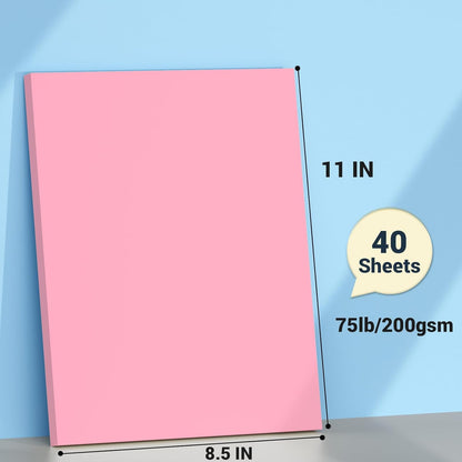 Cardstock 8.5 x 11, Thick Printer Paper 75 lb/200 gsm, 40 Sheets Card Stock White, Heavy Card stock, White CardStock Paper for Invitations, Diy Cards, Business Cards, Menus, Crafts, Drawing etc