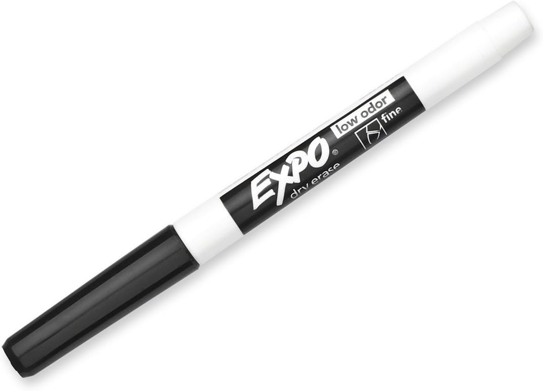 Expo 86001 Low Odor Dry Erase Marker, Black; Fine Tip, Quick-Drying Ink, 2 Packs of 12 Markers, 24 Markers Total