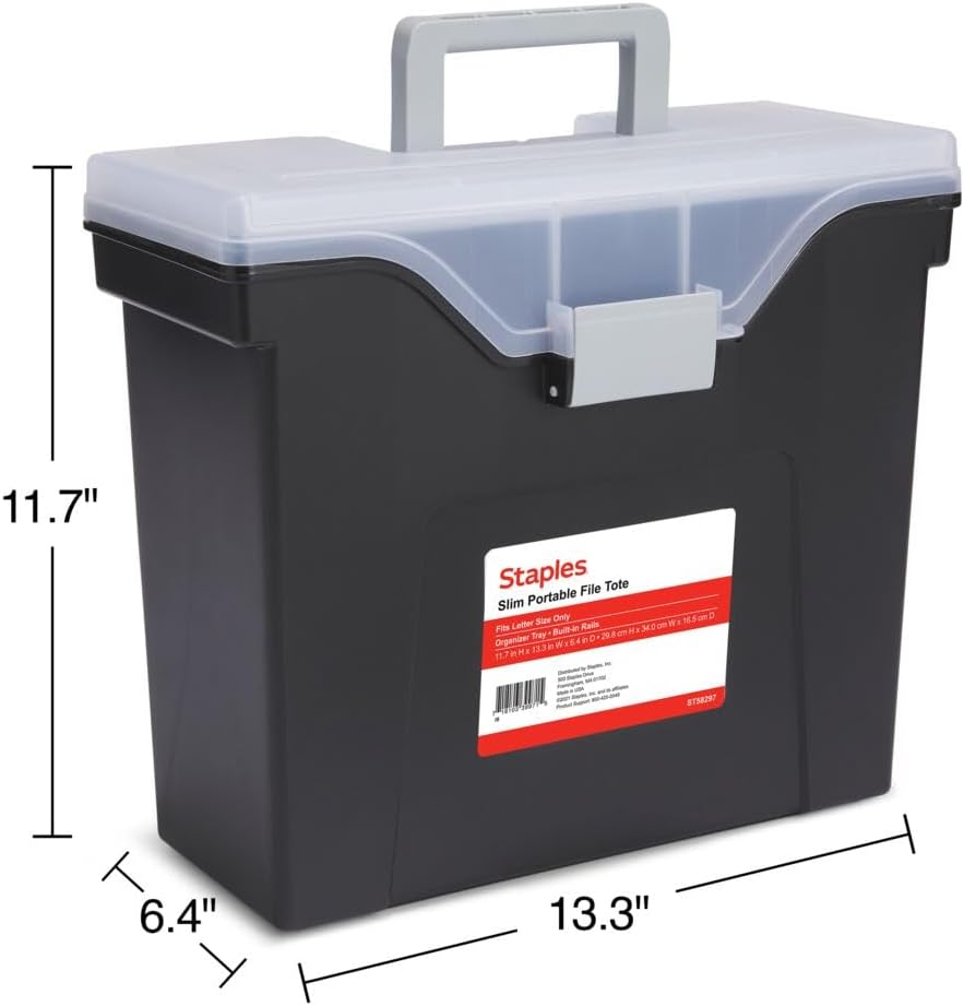 STAPLES Plastic File Box with Snap Lid, Letter/Legal Size, Clear, 4/Carton