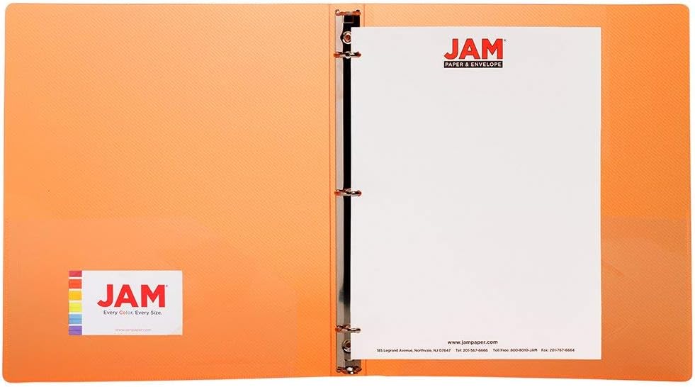 JAM PAPER Plastic 0.75 inch Binder - Clear 3 Ring Binder - Sold Individually