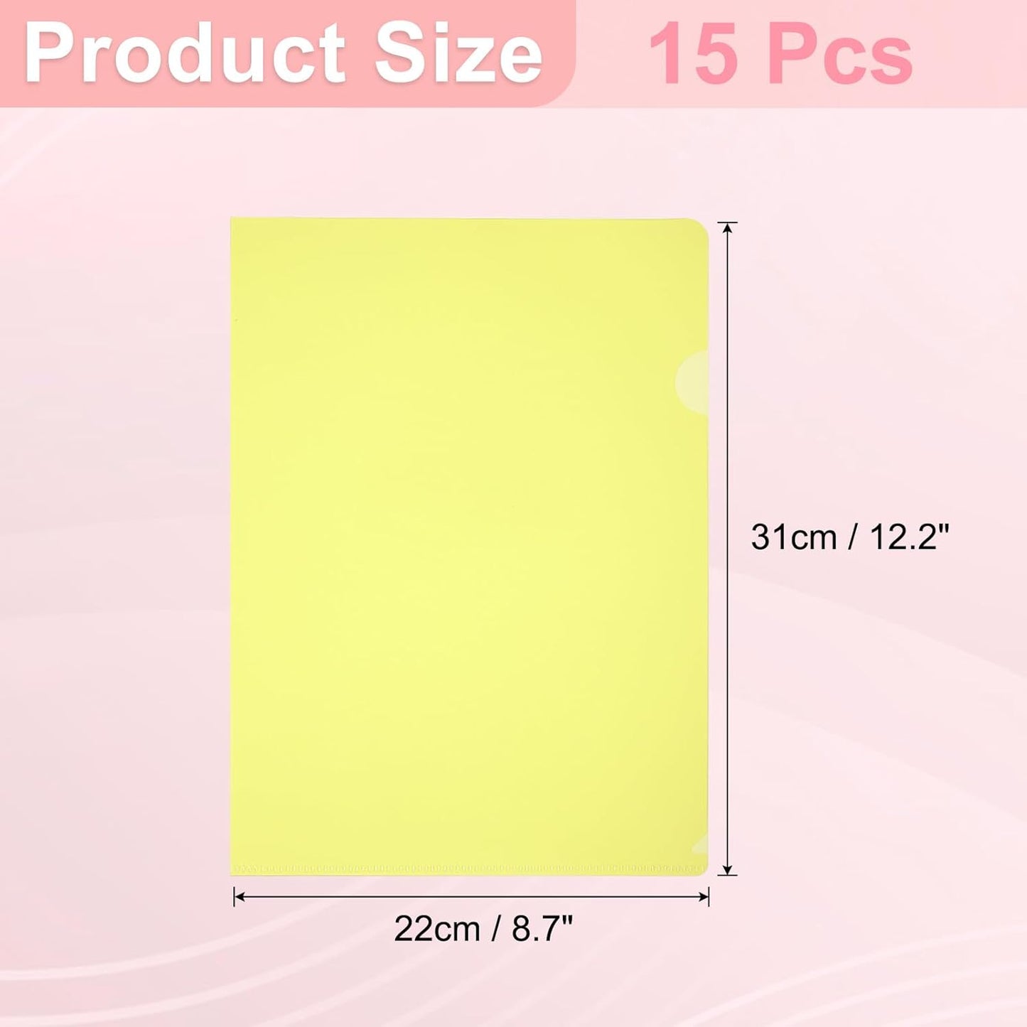 PATIKIL A5 Plastic Folders, 15 Pack Clear Folders L Type Project Pockets Paper Document Jacket Sleeves L Shaped Transparent for Documents Plastic Office File, 6.3x8.8in, Gray