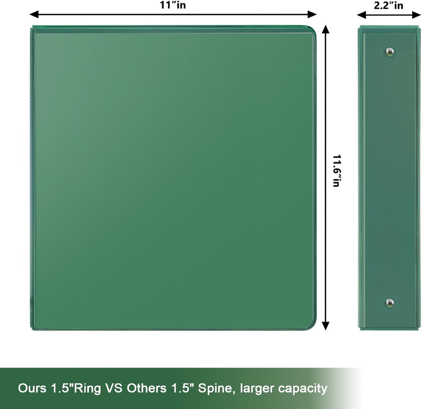 COMIX 3 Ring Binder 2 inch with Clear View Cover, 2" View Binder Holds 450 Sheets of US Letter Size Paper, 6 Pack (Green)