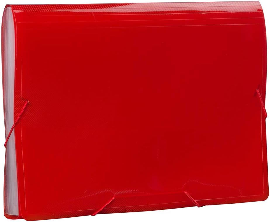 JAM Paper Accordion Folders - 13 Pocket Plastic Expanding File - Legal Size - 10 x 15 - Red - Sold Individually
