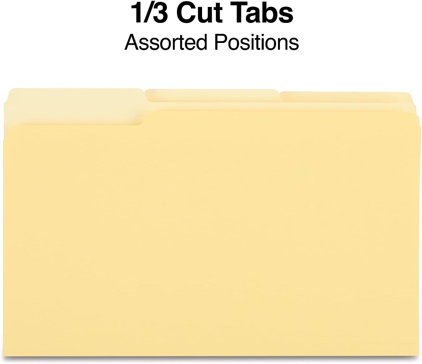 Staples Recycled File Folders, Legal Size, 1/3‑Cut Tabs, Manila, 30% Recycled Paper Stock, 100/Box