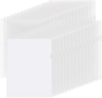 KTRIO Clear Folders Sleeves Plastic Documents Project Pockets 12 Pack, Fits Letter Size 8.5x11 Paper, L-Shaped File Jackets, Acid-Free Poly Plastic, Transparent