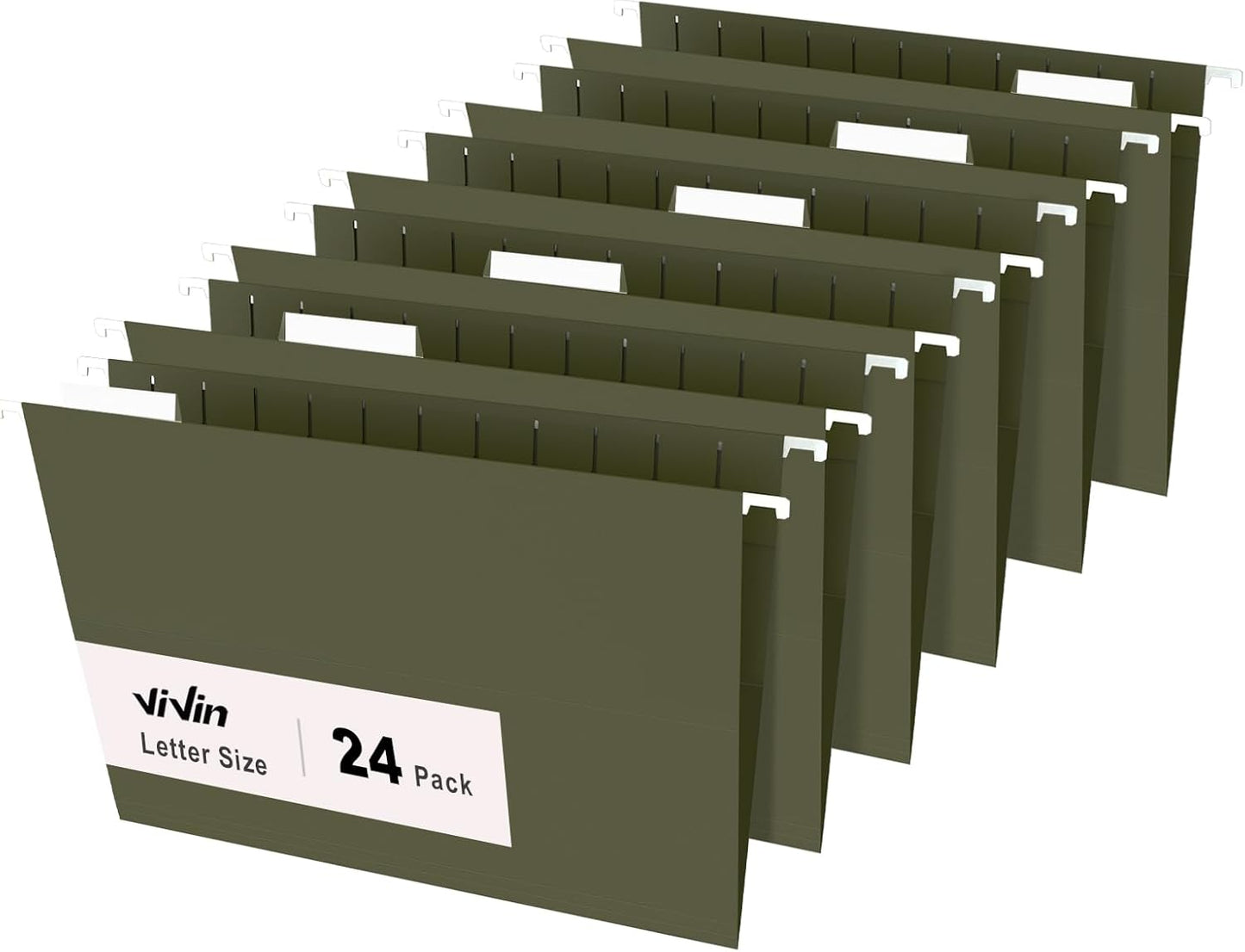 ViVin Hanging File Folders, 1/5-Cut Adjustable Tabs with 24 Per Box, 24 Pack Letter Size Hanging File Folders, Designed for Office Home School Filing Cabinet(Assorted)