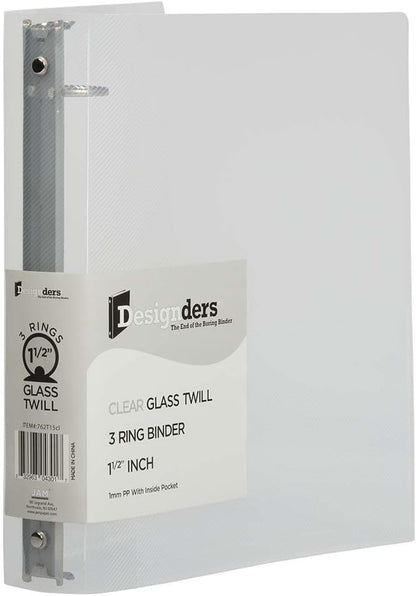 JAM PAPER Plastic 0.75 inch Binder - Clear 3 Ring Binder - Sold Individually