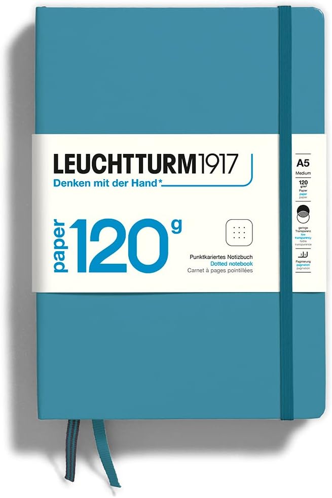 LEUCHTTURM1917 - 120G Special Edition - Medium A5 Hardcover Notebook - 203 Numbered Pages with 120gsm Paper (Navy, Dotted)
