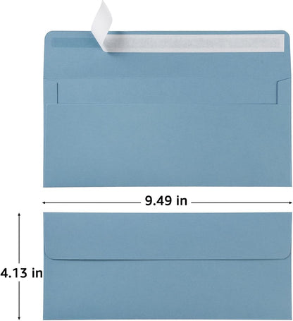 100 Pack Colorful #10 Business Envelopes Self Seal Standard Envelopes for Office Checks, Business, Letter Mailing Invoices, 4.13 x 9.49 Inches (Brown)