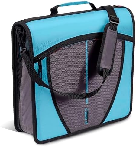 Case-it Mighty Zip Tab School Zipper Binder | 3-Inch O-Rings, 600-Sheet Capacity, 5-Subject Expanding File Folder, Multiple Pockets & Storage Organizer, Shoulder Strap | D-146 Jet Black