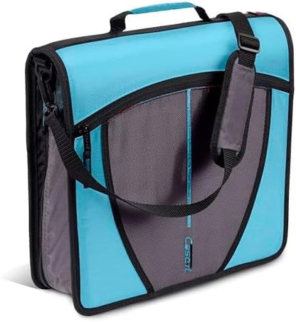 Case-it Mighty Zip Tab School Zipper Binder | 3-Inch O-Rings, 600-Sheet Capacity, 5-Subject Expanding File Folder, Multiple Pockets & Storage Organizer, Shoulder Strap | D-146 Jet Black