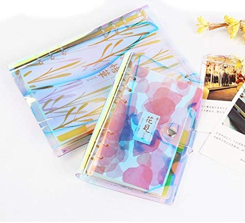 A6 A5 6-Holes Colorful PVC Cover Round Ring View Binder with Snap Button Closure File Folder for Loose Leaf Sheet Protectors Notebook Refill (Pink Daisy, A5 Mini Set) - Colors B