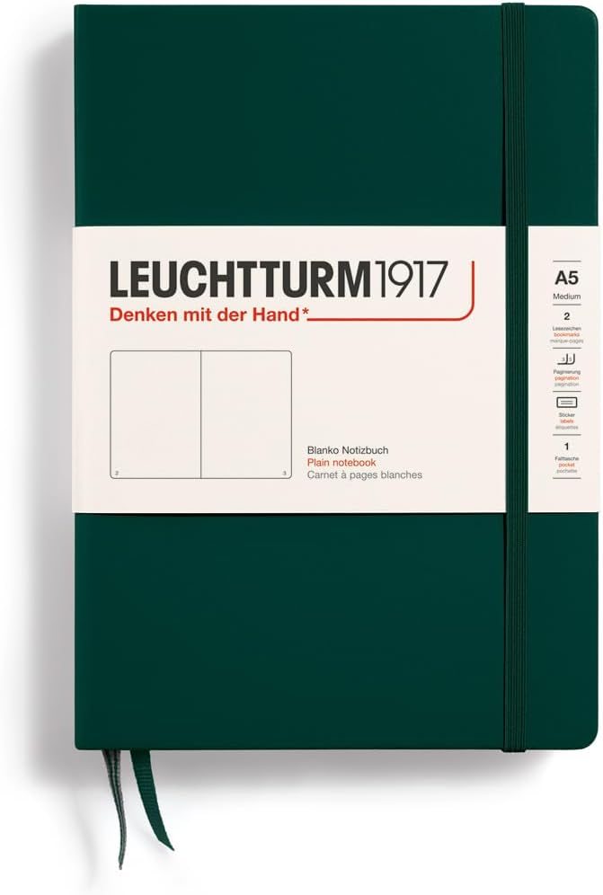 LEUCHTTURM1917 - Notebook Hardcover Medium A5-251 Numbered Pages for Writing and Journaling (Navy, Ruled)