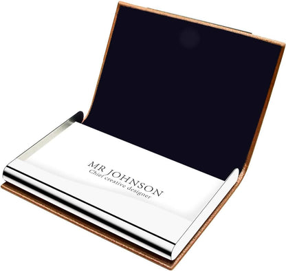 Padike Business Card Holder/ Case Professional PU Leather & Stainless Steel Multi Wallet Credit Card ID Case/Holder for Men & Women. (Black)