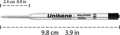 Unibene Parker Compatible Ballpoint Refills 12 Pack,1.0mm Medium Point-Black, Smooth Writing Replaceable German Ink Tactical Pen Refills for Parker Ballpoint/UZI Pen