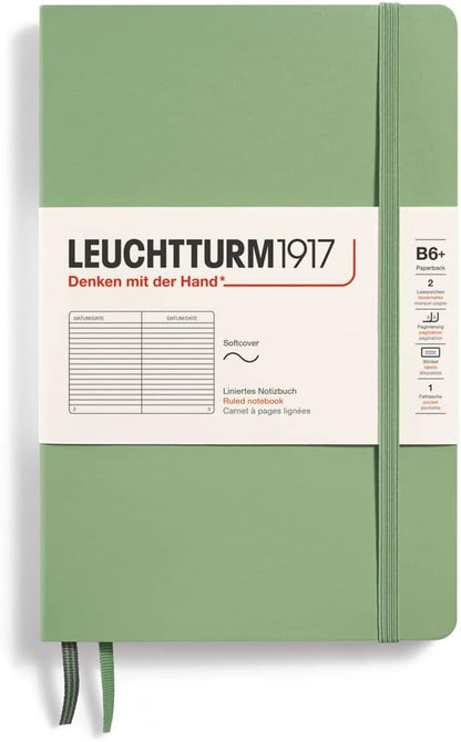 LEUCHTTURM1917 - Notebook Softcover Paperback B6+ - 123 Numbered Pages for Writing and Journaling (Ruled, Rising Sun)