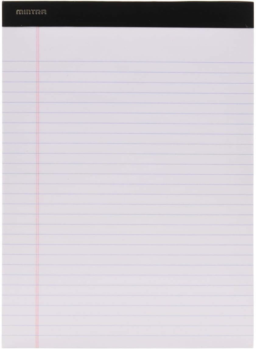 Mintra Office White Legal Pads – Ruled Notepads and Micro-Perforated Sheets, Ideal for Writing, Note-Taking & Creativity, Office, or Professional Use, Basic Pad 6 pack, 8.5"x11" (Narrow Ruled)