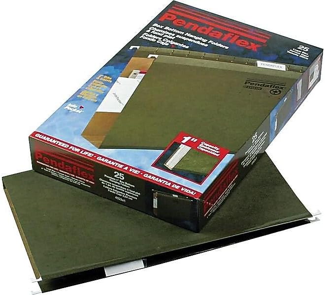 Pendaflex Extra Capacity Reinforced Hanging File, 3", Legal Size, Standard Green, 1/5 Cut, 25/BX (04153x3)