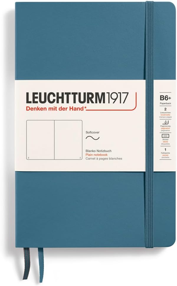 LEUCHTTURM1917 - Notebook Softcover Paperback B6+ - 123 Numbered Pages for Writing and Journaling (Ruled, Rising Sun)