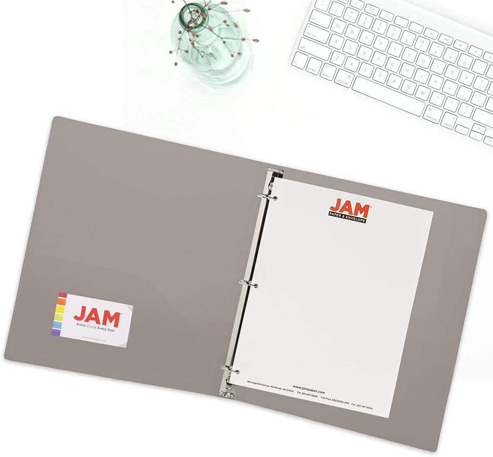 JAM PAPER Plastic 0.75 inch Binder - Clear 3 Ring Binder - Sold Individually