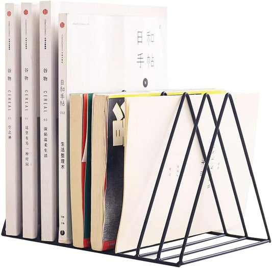 File Folder Organizer for Desktop,9 Section Triangle Metal Vertical magazine Stand Holder,Paper tray/Mail countertop/Record/Letter/Book Rack Sorter Holders,Vinyl Record Holder Storage, office supplies