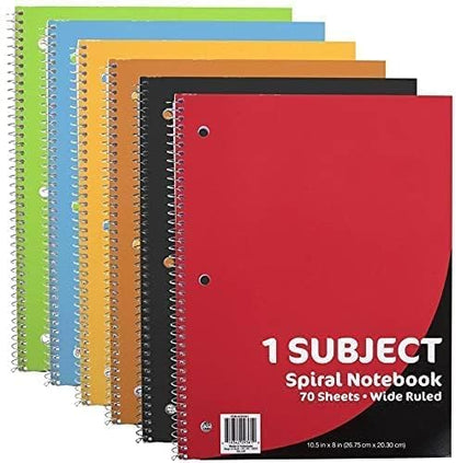 Trail maker Bulk Notebooks (50 Pack), One Subject Notebooks Wide Ruled, 140 Pages (70 Sheets),Spiral Bulk Notebooks for Kids, School Supplies, Journaling, Note Taking, Students, and Work