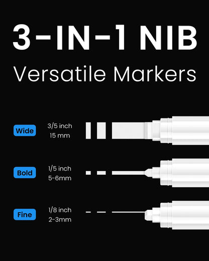 BIGTHUMB Black Poster Markers Jumbo: 5 Pcs 15mm Wide Tip Thick Acrylic Paint Pen Large Permanent Calligraphy Markers for Rock Painting, Stone, Poster, Canvas, Glass, Wood, Ceramic