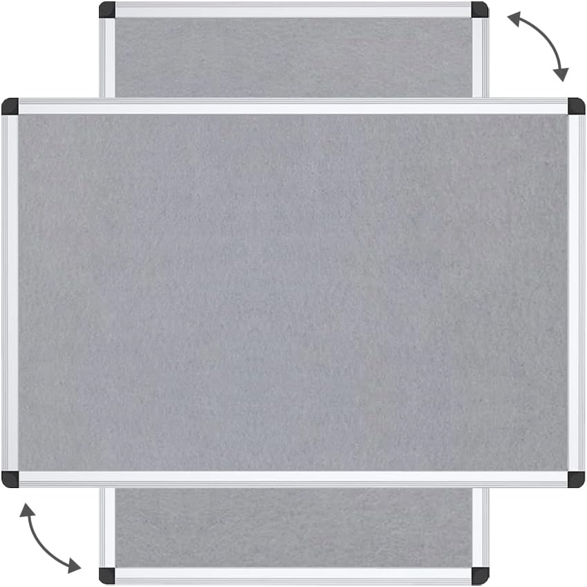 VIZ-PRO Large Fabric Bulletin Board/Foldable Notice Board Felt Gray, 60 X 48 Inches, Silver Aluminium Frame