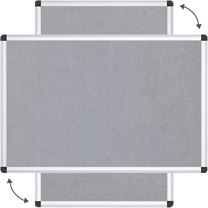 VIZ-PRO Large Fabric Bulletin Board/Foldable Notice Board Felt Gray, 60 X 48 Inches, Silver Aluminium Frame